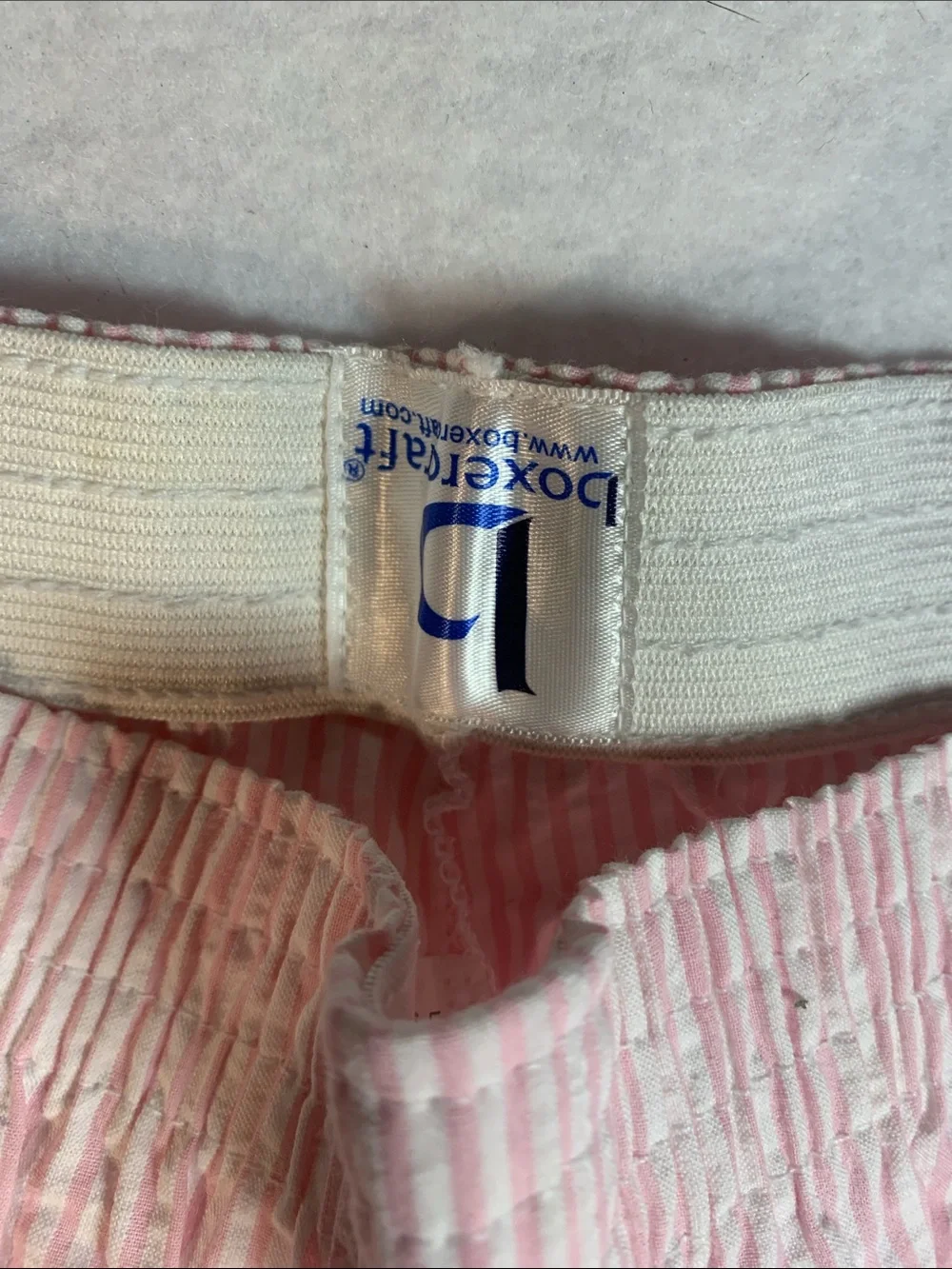 Striped Cotton Lounge Shorts - Pink and Light Blue Seersucker Size XS Boxercraft